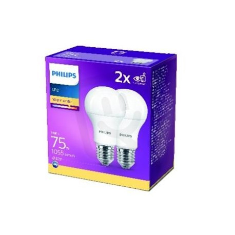 Philips LED žárovka sada 2ks 10W E27 1055lm A60 4000K