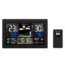 Solight meteostanice, XL barevný LCD, teplota, vlhkost, tlak, RCC, černá (TE81XL)