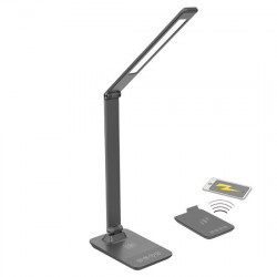 Solight LED stmívatelná lampička s bezdrátovým nabíjením, 10W, změna chromatičnosti, šedá (WO55-G)