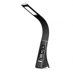 Solight LED stolní lampička s displayem, 6W, 4100K, kůže, černá (WO46-B)