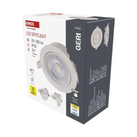 EMOS LED bodové svítidlo GERI 6,5W 780LM IP20 CCT bílá