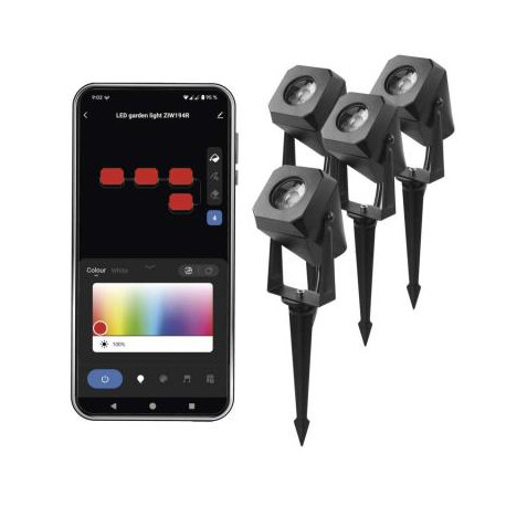 EMOS GoSmart venkovní LED bodové světlo, startovací sada, 4 díly, 7 W, RGBIC stmívatelné, WiFi