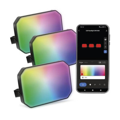EMOS GoSmart venkovní LED reflektor, startovací sada, 3 díly, 14 W, RGBIC stmívatelné, WiFi