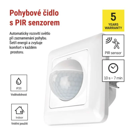 EMOS PIR senzor (pohybové čidlo) IP20 500W bílé GS15114